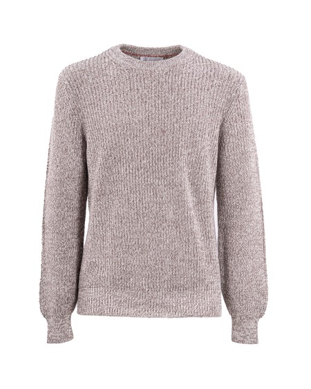Shop BRUNELLO CUCINELLI  Pull: Brunello Cucinelli maglione a coste melange.
Maglione in cotone a maglia larga.
Girocollo rotondo con polsino a coste largo.
Composizione: 100% cotone.
Made in Italy.. M28505000-C3125